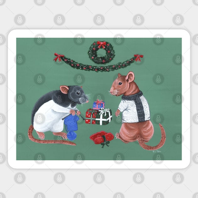 Rat Christmas Jumper Sticker by WolfySilver